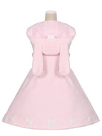 Pink Bunny Ears Hooded Plush Overalls Sweet Lolita Dress - image 3