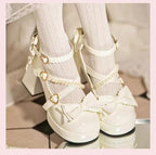 Crush Complex - Sweet Lolita Heel Shoes, Pearls & Bows - image 11