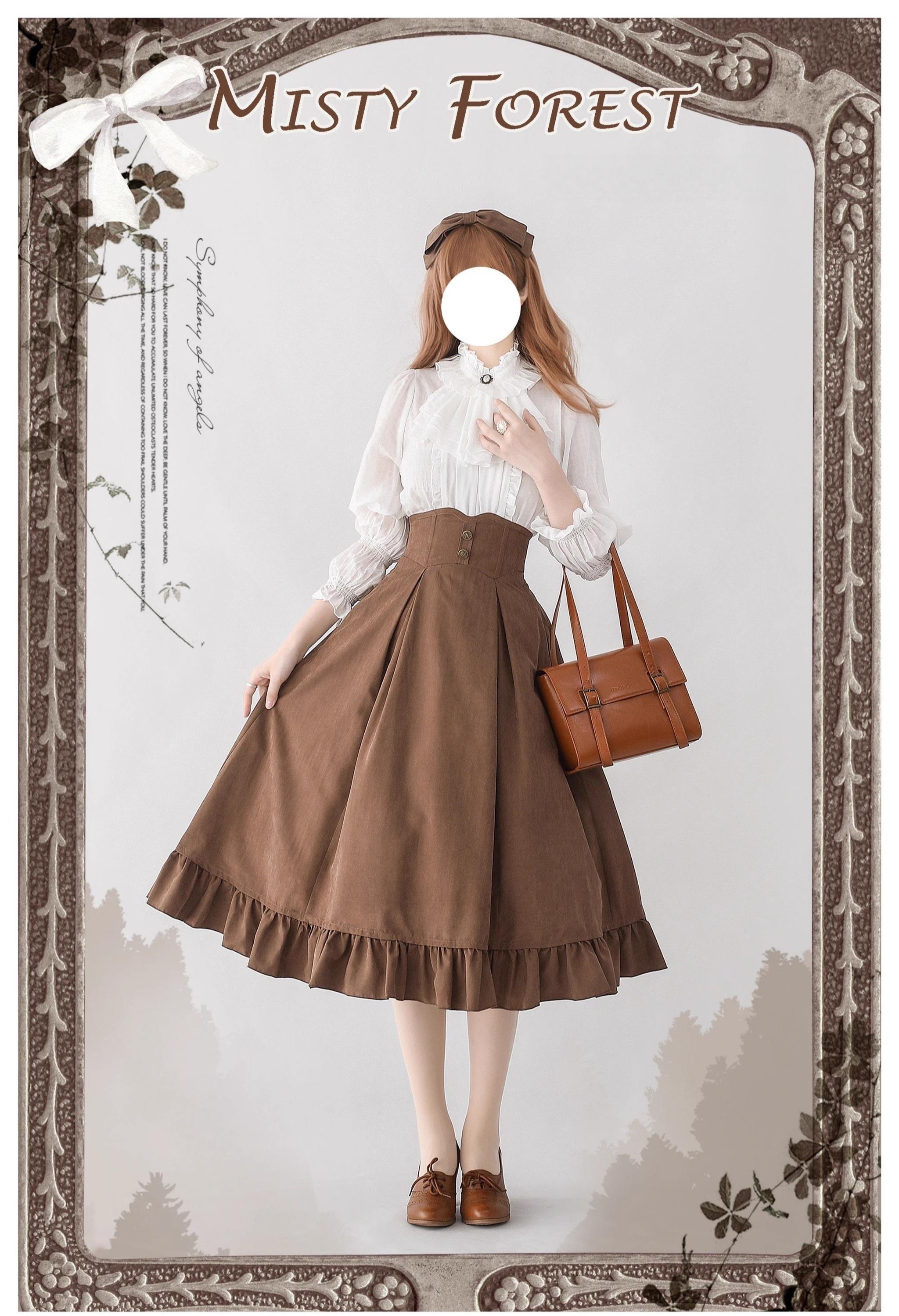 Classic Lolita A-Line Skirt, Button-Front Vest and White Blouse - image 6