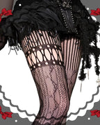 Wuxiaoliu Asymmetric Gothic Lolita Fishnet Pantyhose - image 6