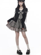 Graphite Halterneck Slip Dress with Lace Details and Ribbon Bow - PINK SAVIOR - image 6