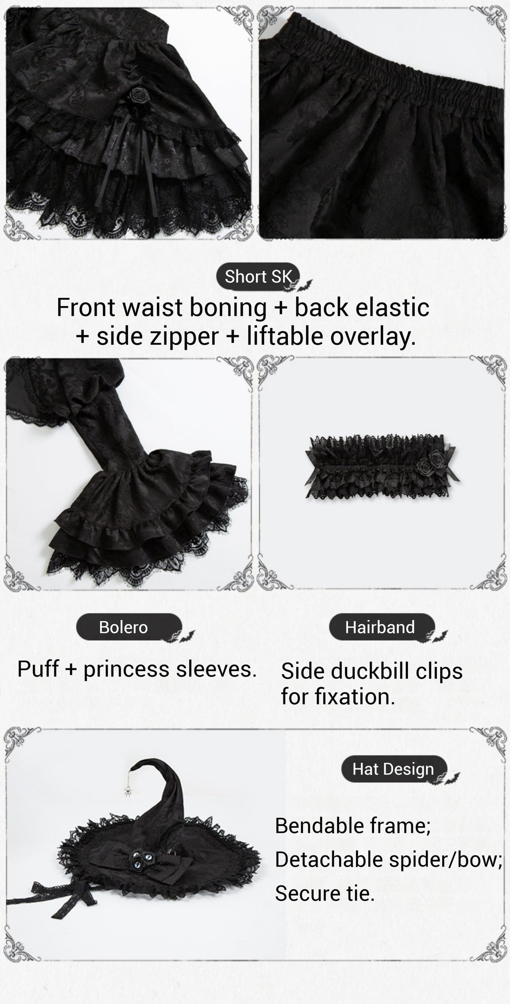 Twilight Witch-Inspired Black Gothic Lolita Skirt Set - image 32