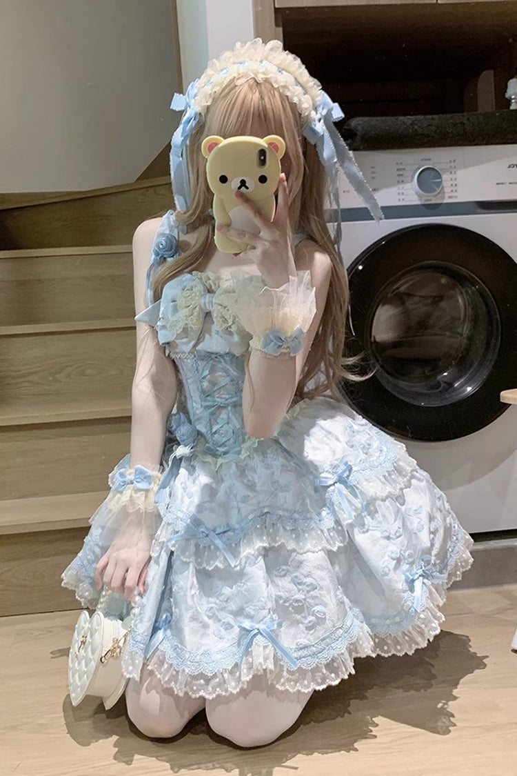 Floral Overture Sweet Lolita JSK Dress in Blue - image 4