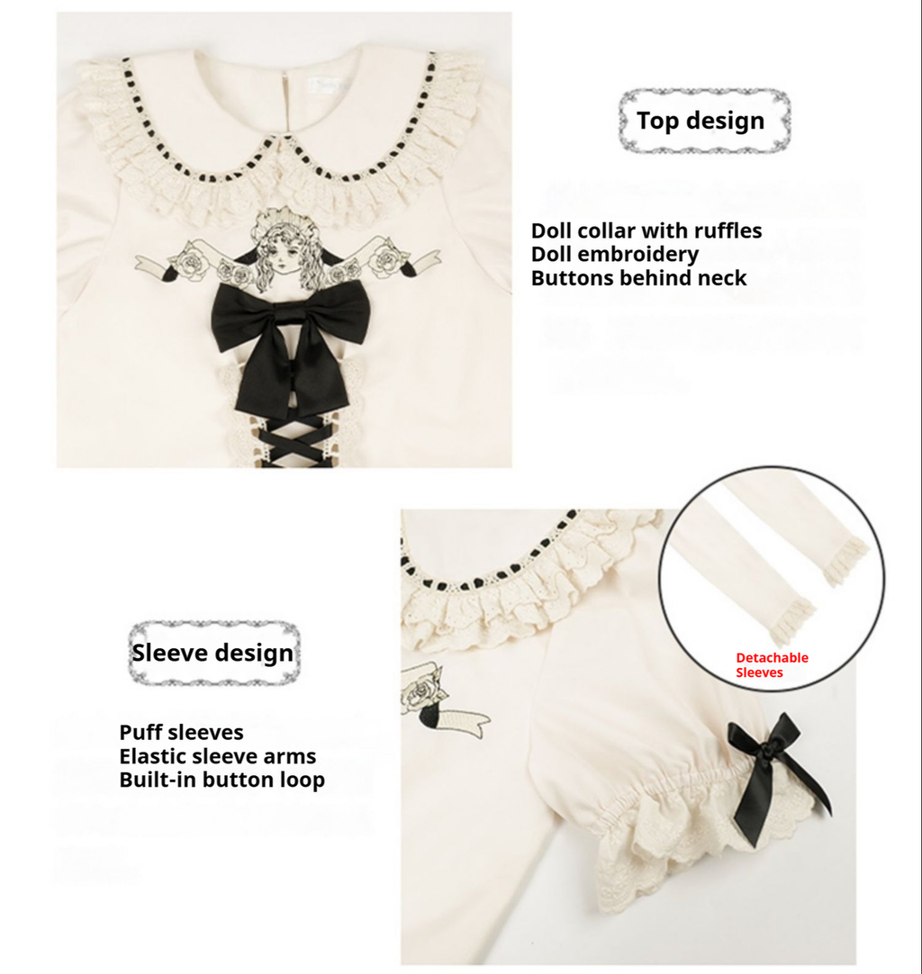 Doll Night - Vintage Twin Lolita OP Dress Embroidered Doll Dress - image 16