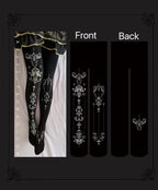 Elegant Lolita Gold Foil Printed Tights - image 15