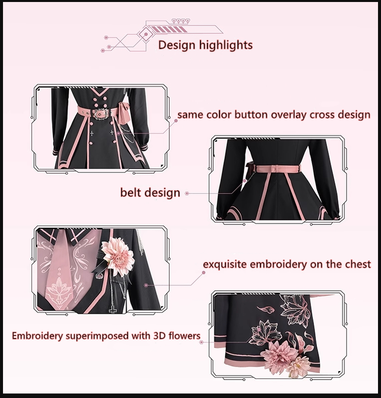Chunlv Dark Pink Military Lolita OP Dress and Cloak - image 5