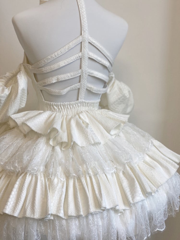 White Cutout Halter Neck JSK Lolita Dress | Diamond Honey - image 2