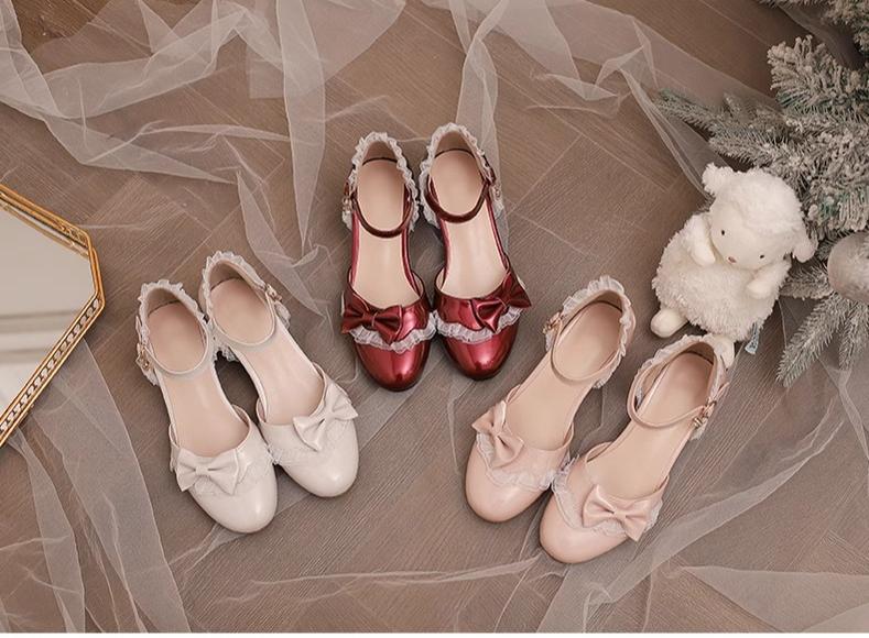 Bow-Tie Sweet Lolita Low Chunky Heel Sandals - image 4