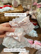 Sweet Lolita Lace Bow Cuffs, Elastic Wrist - image 6