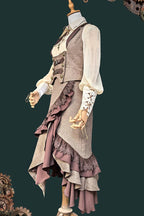 The Traveler - Sleeveless Ruffled Irregular Asymmetric Punk Lolita Skirt Set - image 3