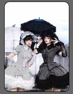 Striped Cross - Gothic Coordinated Lolita Set, Adjustable Blouse & Skirt - image 2