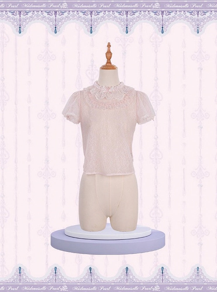 Rose Puff-Sleeve Lace Blouse for Lolita Fashion - Mademoiselle Pearl - image 1