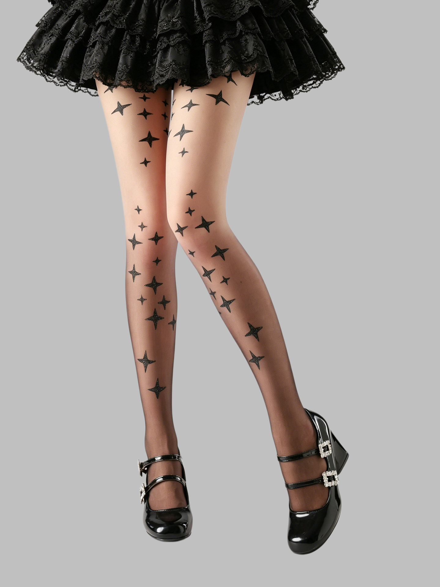 Gothic Lolita Black Gradient Printed Pantyhose - image 4