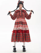 Vintage Lolita OP Dress Red Lolita Plaid Dress for Spring Summer - image 3