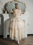 Champagne Lace-Up Corset Top and High-Low Lolita Skirt - image 4