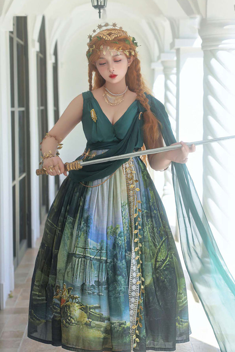 Grace in Favor - Oil Painting Sweet Lolita JSK Dress & Shoulder Sash - image 3