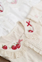 Sweet Lolita Jacquard Blouse, Strawberry Embroidery Collar - image 7