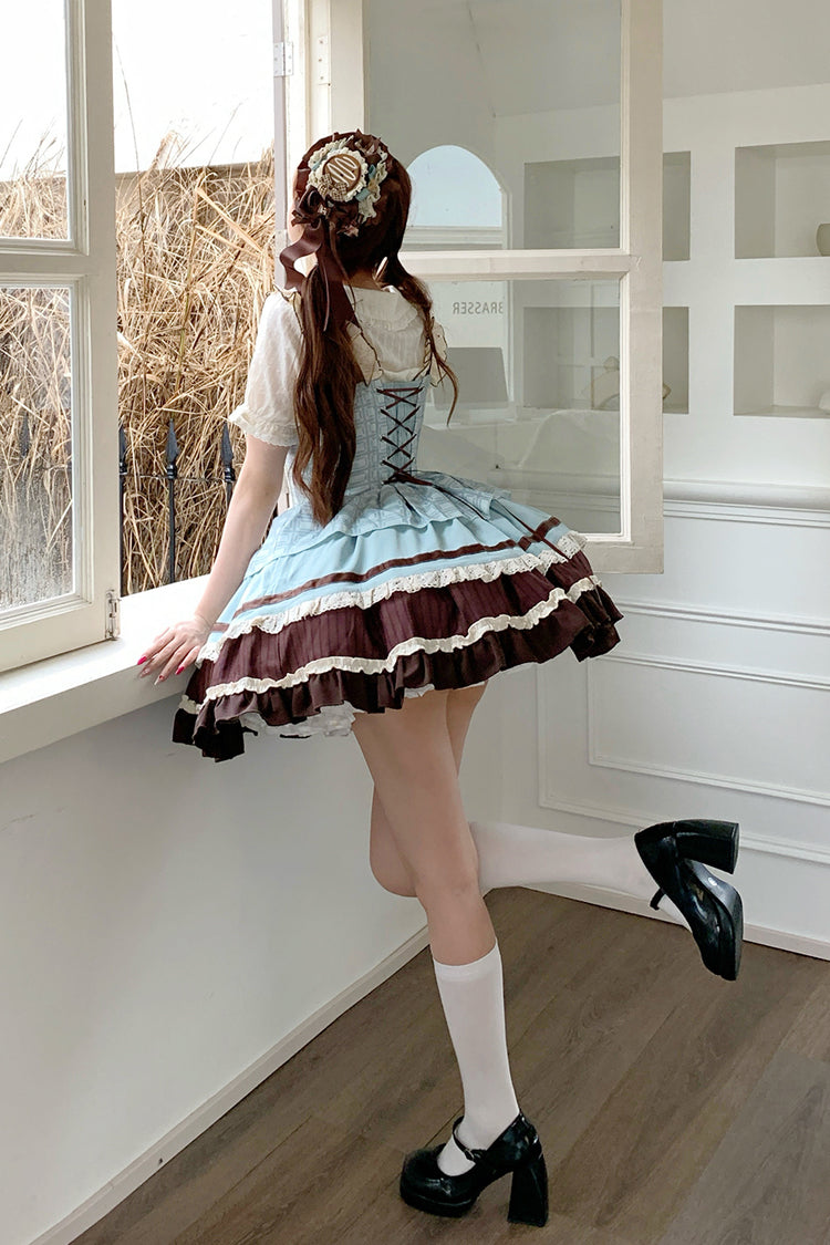 Mint Chocolate Sweet Lolita JSK Dress in Green and Brown - image 9