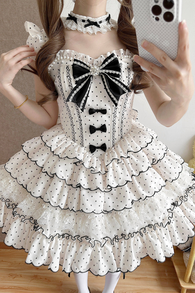 Beige Polka-Dot Sweet Princess Lolita JSK Dress - image 7
