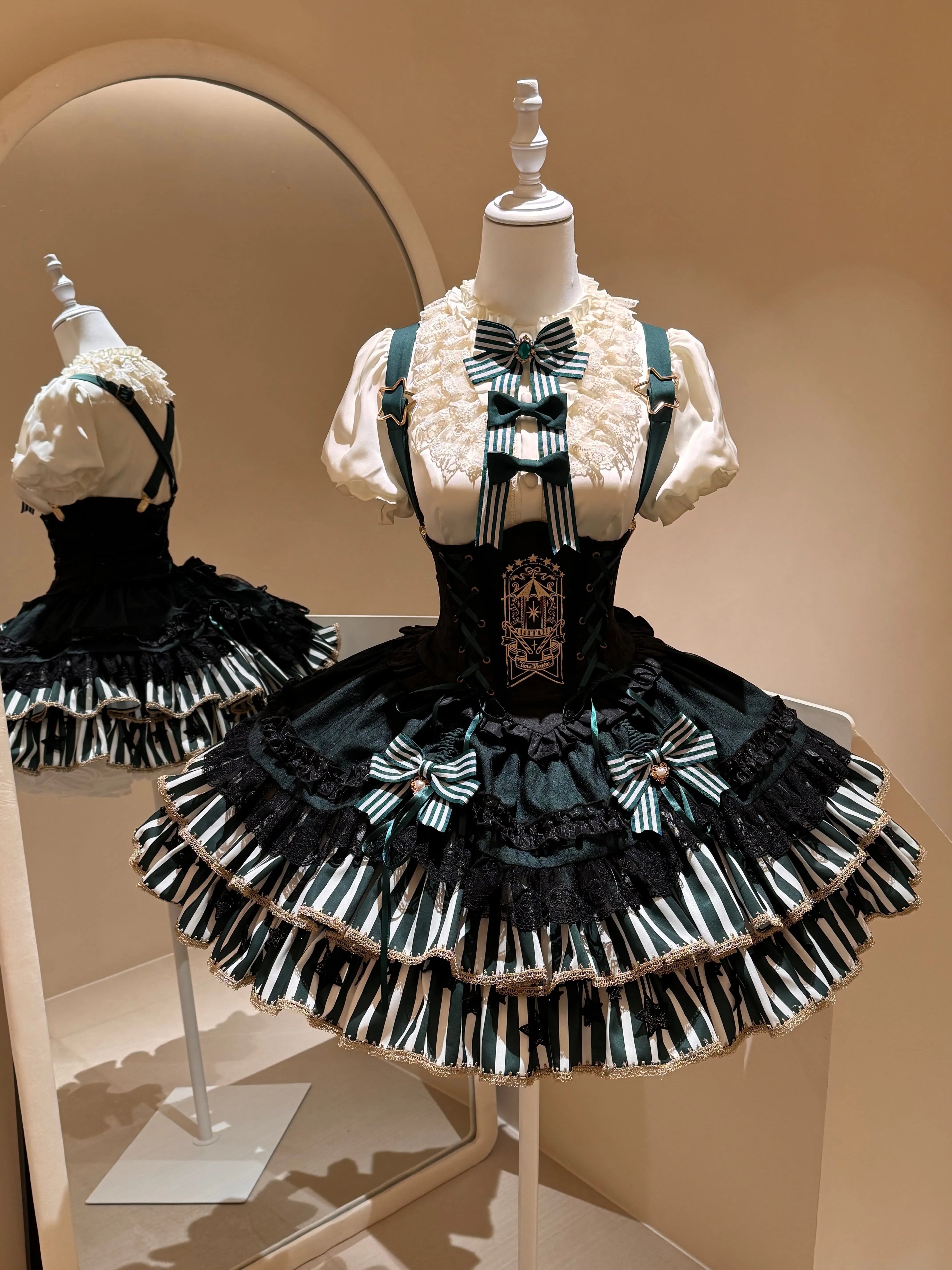 Star Track Academy Stripe Corset Gothic Lolita SK Dress Set - image 8