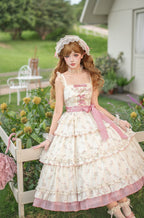 Fragrant Old Dream - Pink Bellflower Lolita OP and JSK Dress - image 4