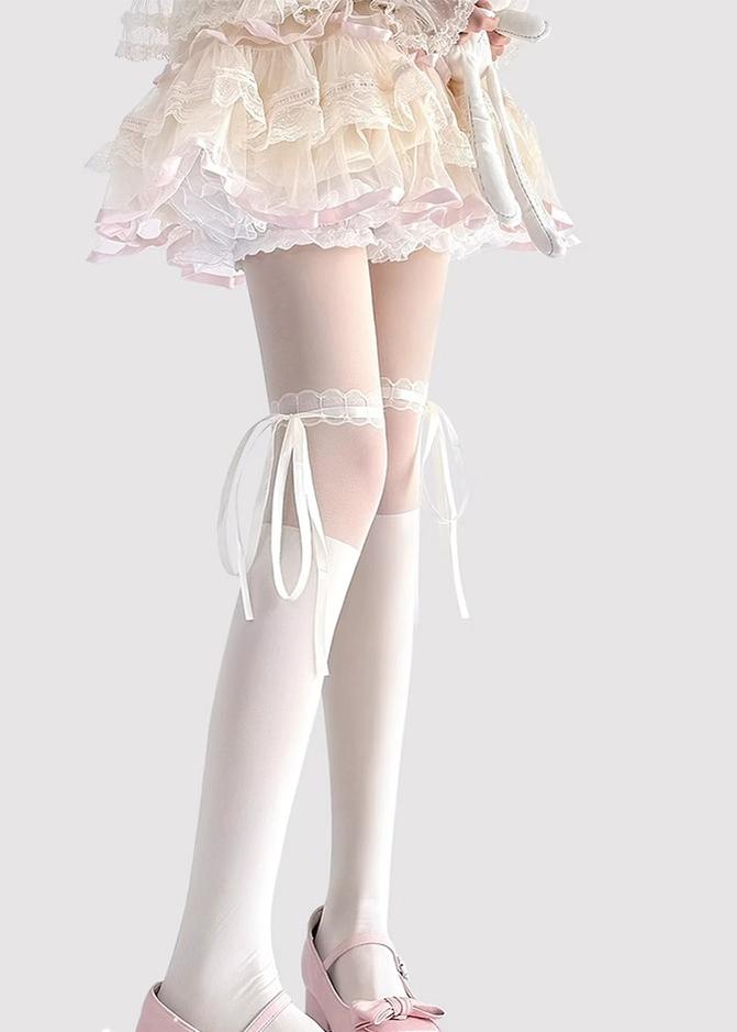 Lace-Splice Lolita Thigh-High Socks - image 4