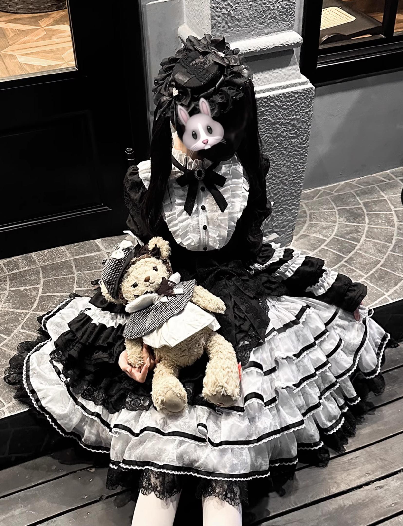 Solo Puppet Sweet Lolita OP Dress with Princess Long Sleeves - image 3