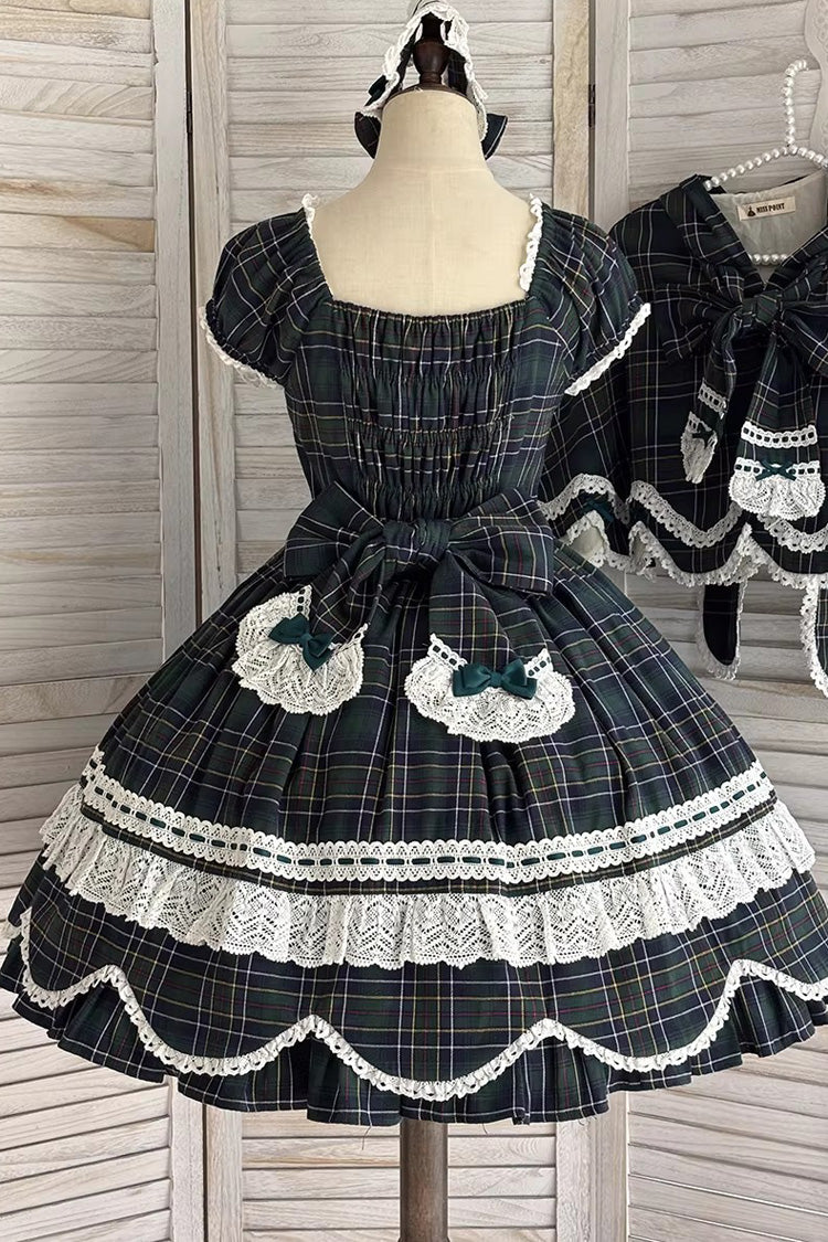 Gingham Petal Bunny - Sweet Lolita OP Dress in Green - image 13
