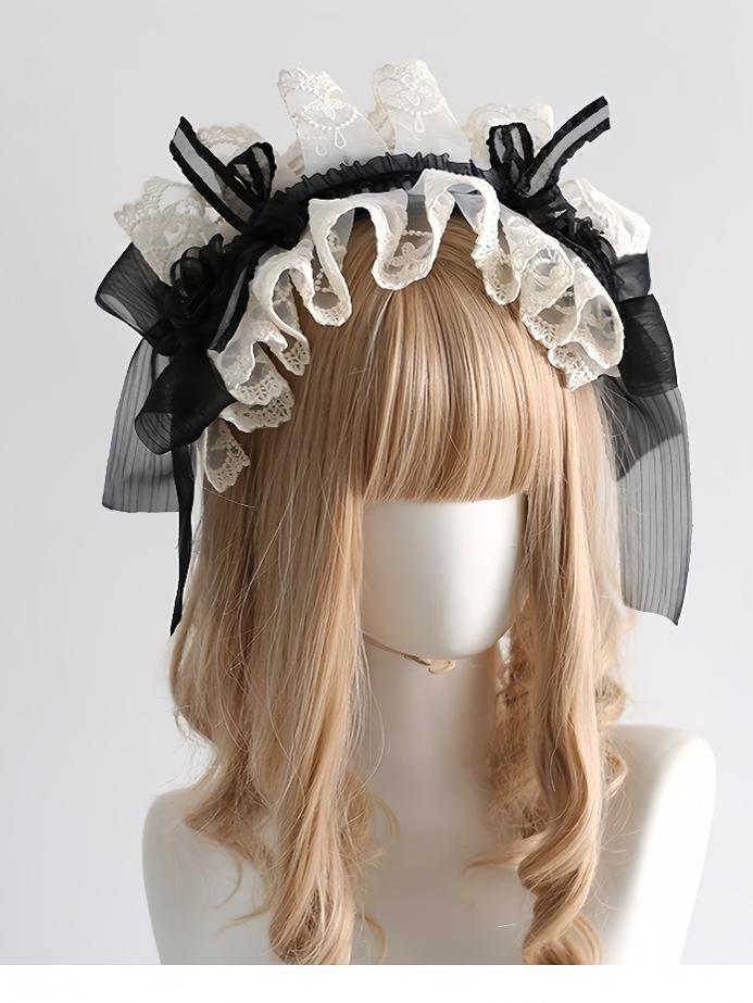 Maid Lolita Hairband Doll Lolita Cuffs and Top Hat - image 3