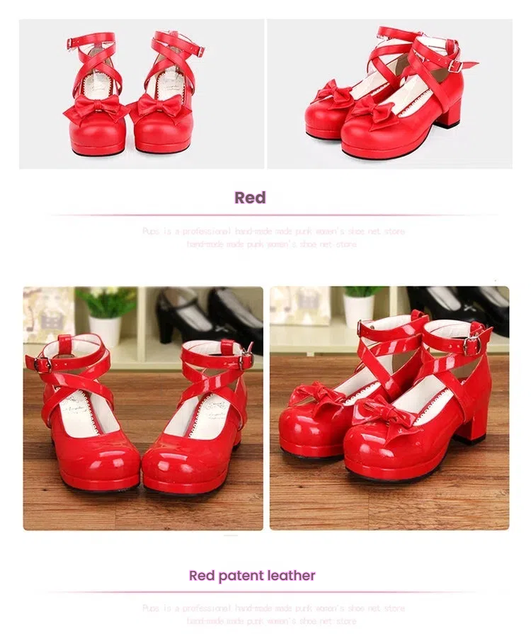 Sweet Lolita Shoes Round Toe Middle Heel - image 15