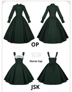 Abyss Clinic - Gothic Lolita Green Dress Set, Embroidery Accent - image 7