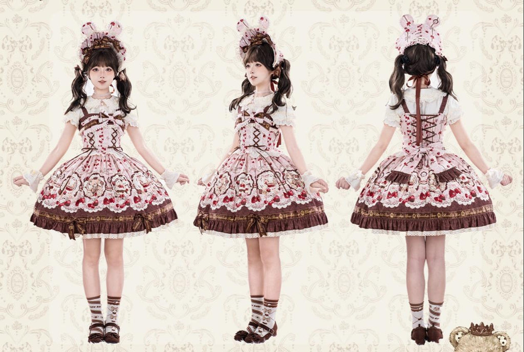 Cookie Treasure Box - Sweet Lolita Dessert Printed JSK Dress with Ribbon Bows - image 5
