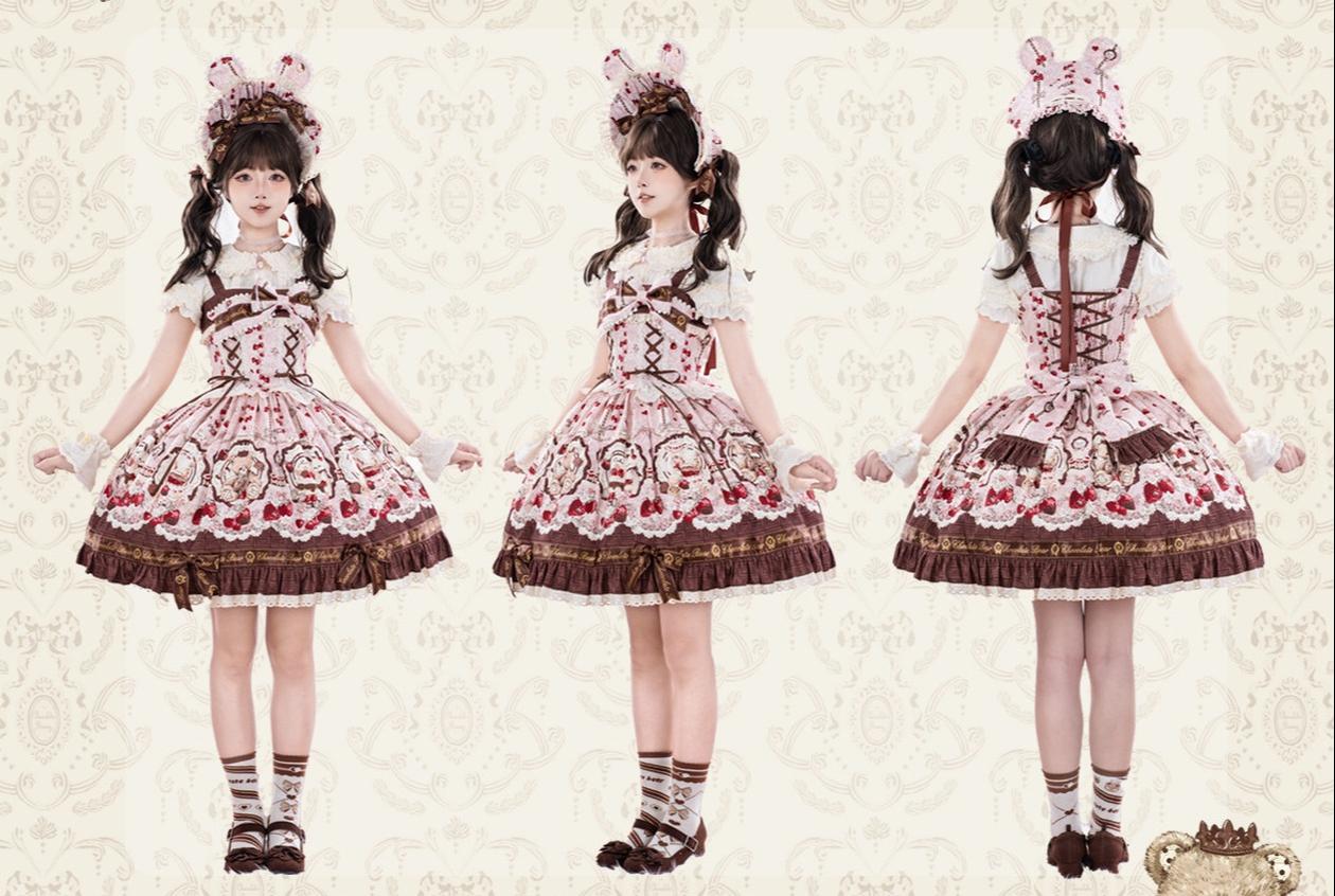Cookie Treasure Box - Sweet Lolita Dessert Printed JSK Dress with Ribbon Bows - image 5