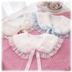 Winter Lolita False Collar Plush Bow Collar Scarf - image 1