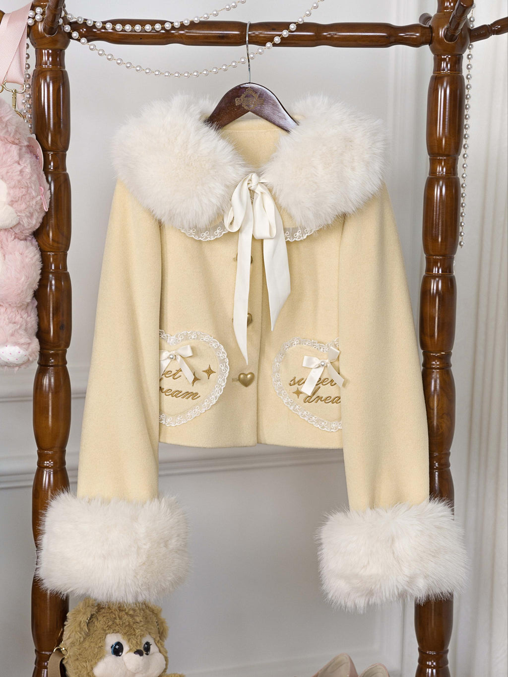 Milk Puff - Winter Fleece-Lined Sweet Lolita Coat, Detachable Collar Collection - image 6