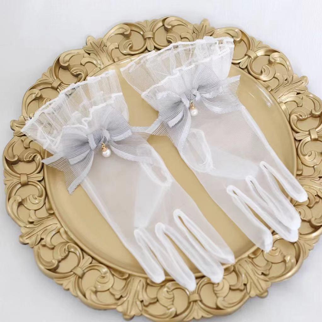 Elegant Lolita Bow Gloves, Retro Lace Glove - image 9