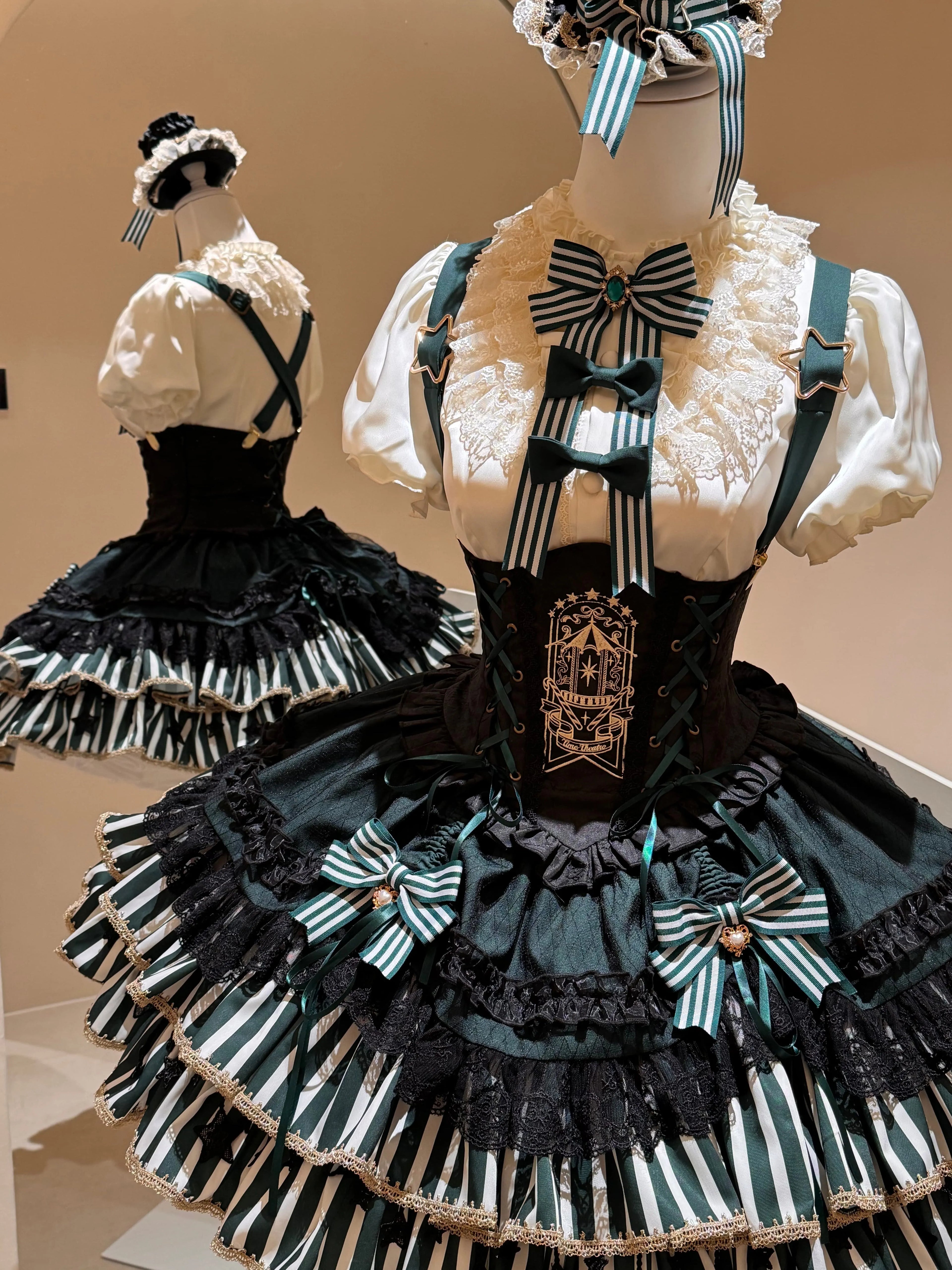 Star Track Academy Stripe Corset Gothic Lolita SK Dress Set - image 9