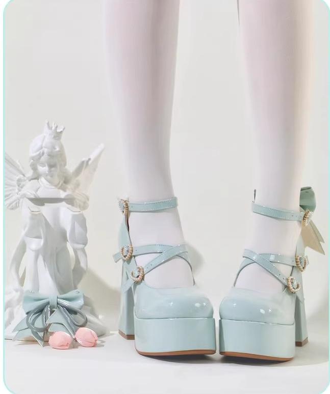 Whispering Tulip - Classic Lolita Heel Shoes with Detachable Bows - image 3