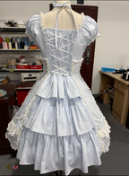 Cotton Old School Lolita Lace OP Dress, Three-tiered Back and Accessories - image 3