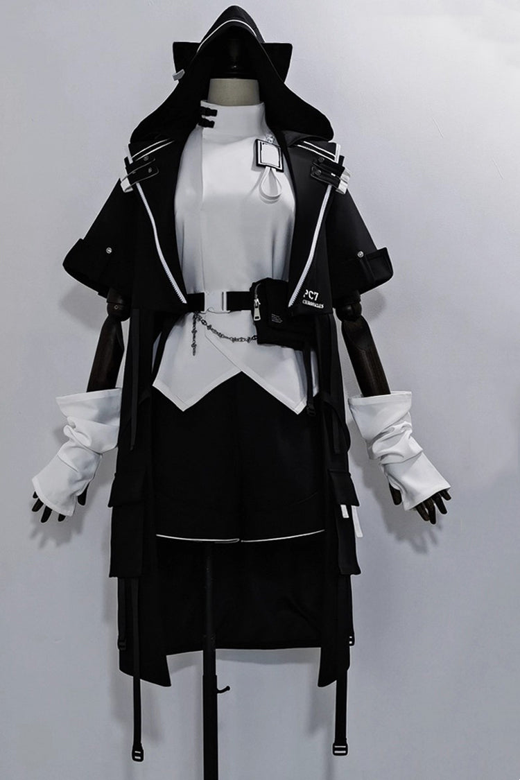 Functional Style Ouji Cat-Ear Long Coat in Black - image 3