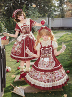 Red Fruit-Print Sweet Lolita JSK with Lace Trim - image 9