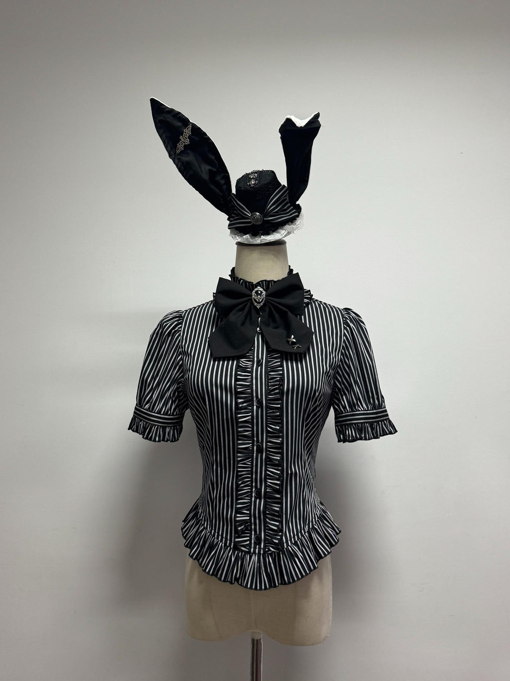 Dark Lord - Gothic Lolita Striped JSK Set, Skull Print - image 5