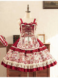 Red Fruit-Print Sweet Lolita JSK with Lace Trim - image 1