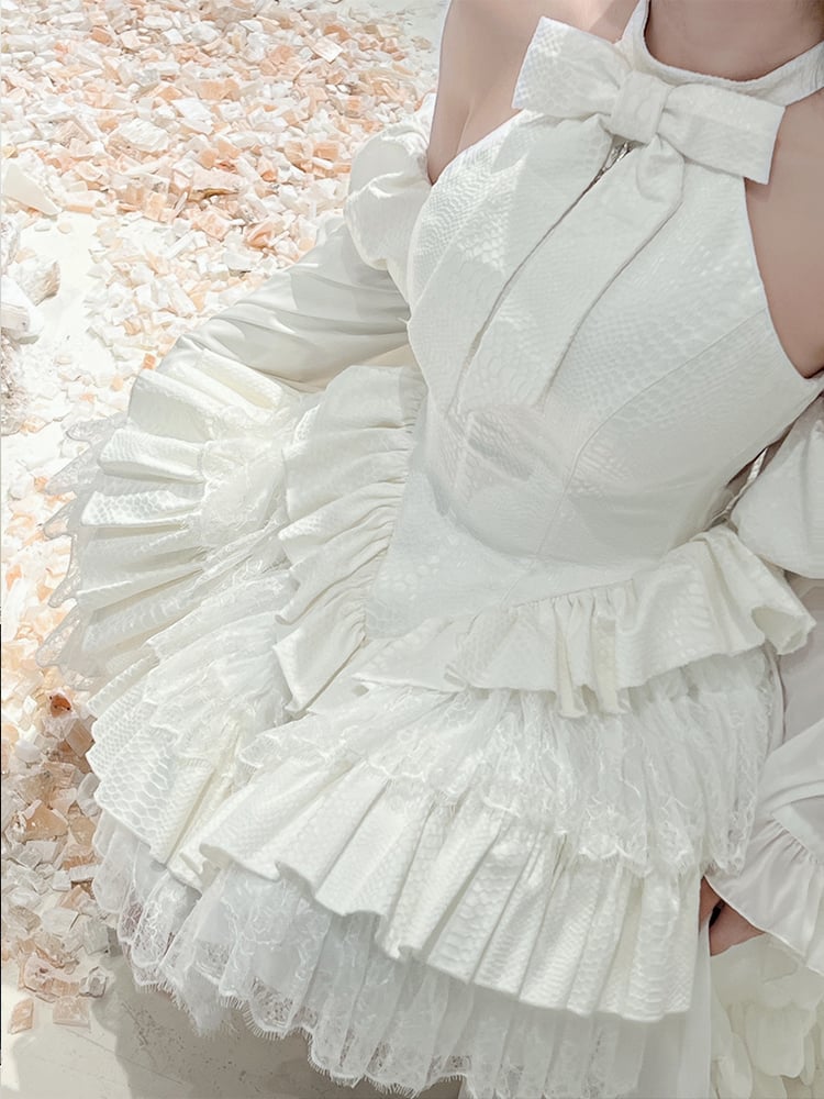 White Cutout Halter Neck JSK Lolita Dress | Diamond Honey - image 6