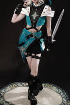 Traveler's Outfit Ouji Hooded Top and Shorts Set in Blue and Green - image 10