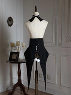 Gothic Tailcoat Waistcoat with Pompoms and Back Lacing - Shi Zhi Mao - image 3