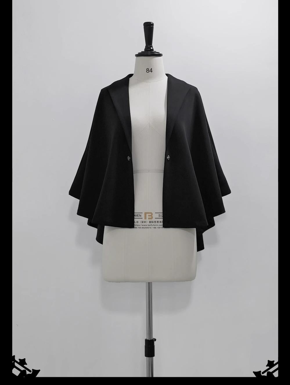 Rabbit Feather - Black Ouji Lolita Vest Shorts Suit Prince Cloak Set - image 27