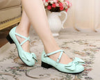 Bow and Low Heel Cross Band Lolita Leather Shoes - image 24
