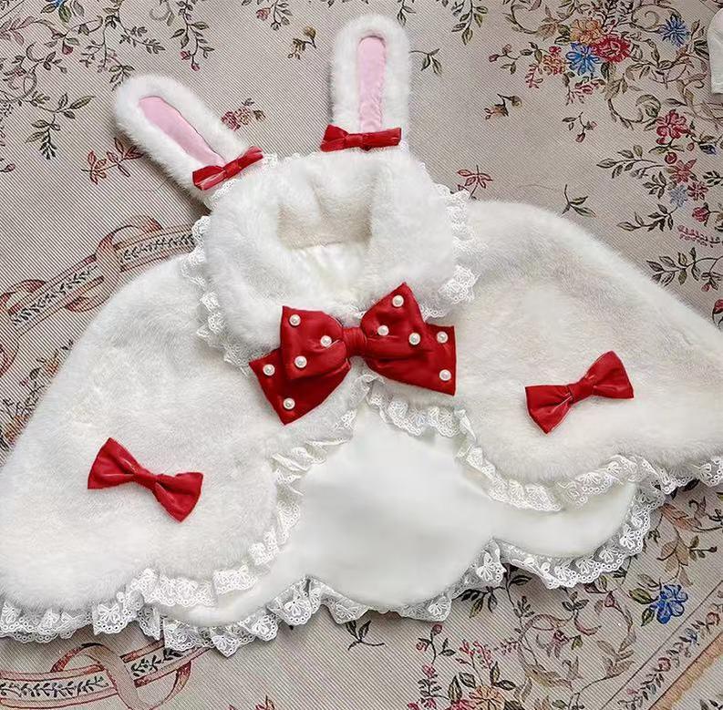 Rabbit-Ear Winter Lolita Cape with Bows - image 3