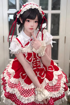 Red Polka Dot Sweet Lolita JSK Dress Set - image 4